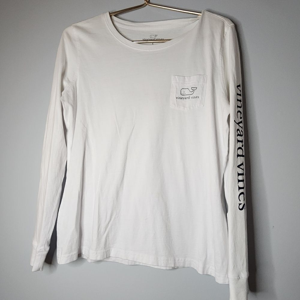 VINEYARD VINES Edgartown T-Shirt Size S Whale Pocket Long Sleeve Women’s